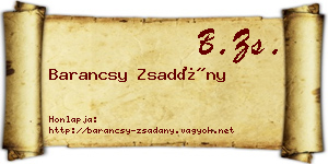 Barancsy Zsadány névjegykártya